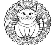 Coloriage Petit chat en mandala