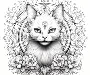 Coloriage Photo de chat adorable au mandala