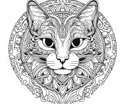 Coloriage T&ecirc;te de chant au centre d'un mandala