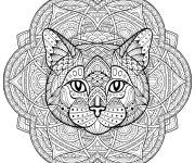 Coloriage T&ecirc;te de chat en mandala