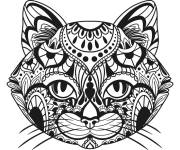 Coloriage T&ecirc;te de chat mandala anti-stress t&eacute;l&eacute;chargeable
