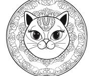 Coloriage Une belle chat en mandala