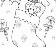 Coloriage Bas de No&euml;l avec des sucettes