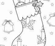 Coloriage Bas de No&euml;l avec du gui