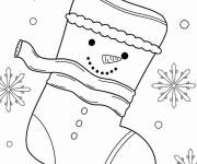 Coloriage Bonhomme de neige comme d&eacute;coration de  chaussette de No&euml;l
