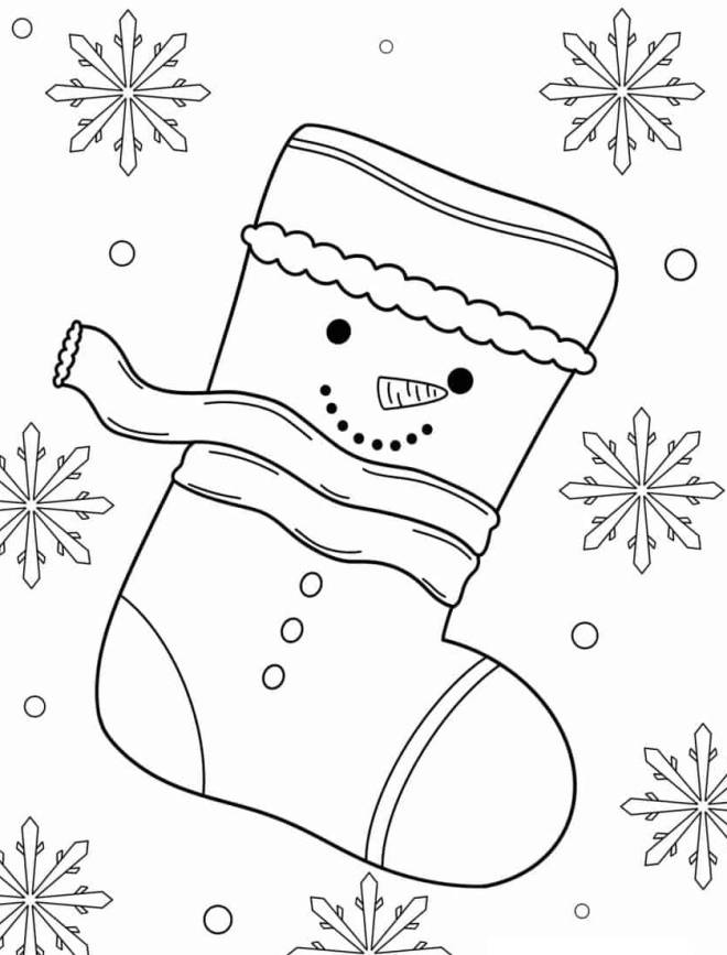 Chaussette De Noël En Tricot Rouge Avec Bonhomme De Neige