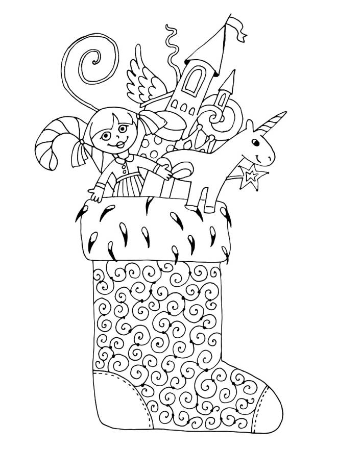 Coloriage Botte de noel dessiné par enfants