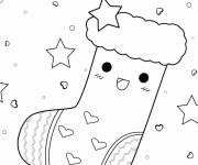 Coloriage Botte de No&euml;l Kawaii