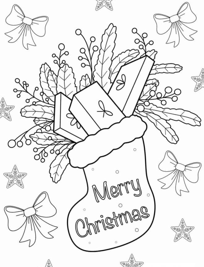 Coloriage Botte Joyeux Noël dessin gratuit à imprimer