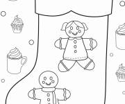Coloriage Chaussette de No&euml;l avec bonhomme pour les petits