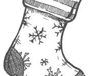 Coloriage Chaussette de noel avec des flocons de neige