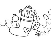 Coloriage chaussette de No&euml;l avec les cadeau