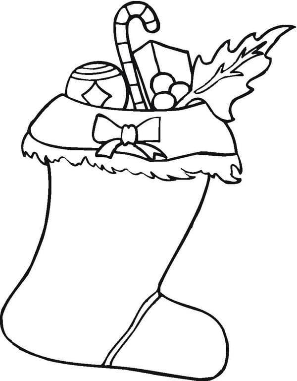 Coloriage Chaussette de noel avec nœud dessin gratuit à imprimer