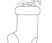 Coloriage Chaussette de noel remplis des cadeaux facile