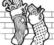 Coloriage Chaussettes de noel &agrave; colorier