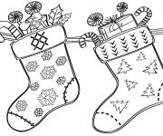 Coloriage Chaussettes de noel &agrave; une ficelle