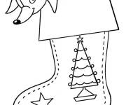 Coloriage Chien dans une chaussette de noel