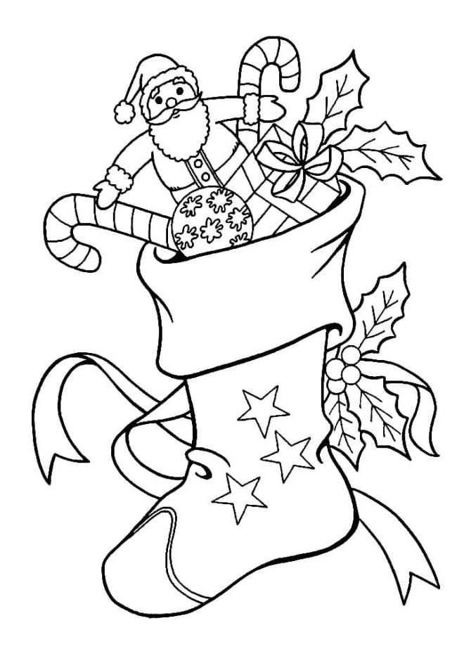 Coloriage Colorez le botte de noel plein des cadeaux