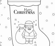 Coloriage Joyeux bas de No&euml;l avec le P&egrave;re No&euml;l