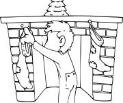 Coloriage L'enfant enfant accroche le bas de noel