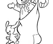 Coloriage Lapin et clown sur bas de noel