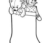 Coloriage Les cadeaux et jouets de noel dans les chaussettes
