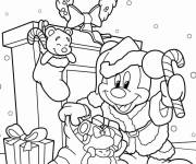 Coloriage Mickey Mouse avec chaussette de No&euml;l