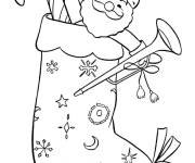 Coloriage Nounours p&egrave;re No&euml;l dans une chaussette