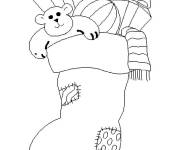 Coloriage Ours en peluche dans un bas de No&euml;l