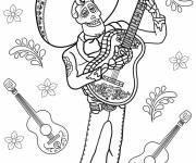 Coloriage Ernesto De La Cruz jouant de la guitare &agrave; Coco