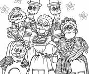 Coloriage Famille de squelettes du film Coco Disney