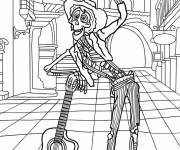 Coloriage Hector s'appuyant sur la guitare Coco
