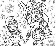 Coloriage Miguel assis sur les &eacute;paules d'Hector