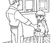 Coloriage Miguel avec son p&egrave;re