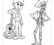 Coloriage Miguel et le squelette Hector de Coco Disney