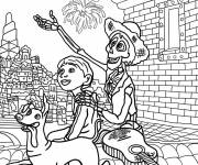 Coloriage Miguel, Hector, Dante et Pepito de dessin anim&eacute; Coco