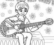 Coloriage Miguel jouant de la guitare sur sc&egrave;ne