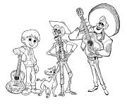 Coloriage Personnages principaux du film Coco Disney