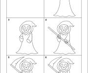 Coloriage 6 étapes pour apprendre comment dessiner une faucheuse