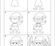 Coloriage Apprendre à dessiner un Elfe en 6 étapes