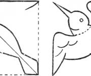 Coloriage Apprendre à dessiner un oiseau en quartes étape faciles