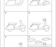 Coloriage Apprendre à dessiner un scooter