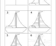 Coloriage Apprendre à dessiner un voilier en quelques étapes