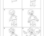 Coloriage Apprendre à dessiner une zombie étape par étape