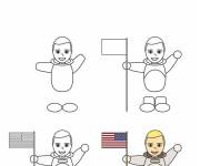 Coloriage Comment dessiner astronaute Neil Armstrong