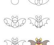 Coloriage Comment dessiner chauve souris facile