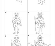Coloriage Comment dessiner Gandhi