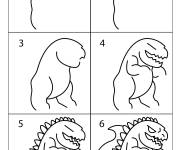 Coloriage Comment dessiner Godzilla étape par étape