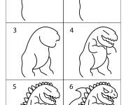 Coloriage Comment dessiner Godzilla &eacute;tape par &eacute;tape