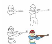 Coloriage Comment dessiner joueur de Biathlon